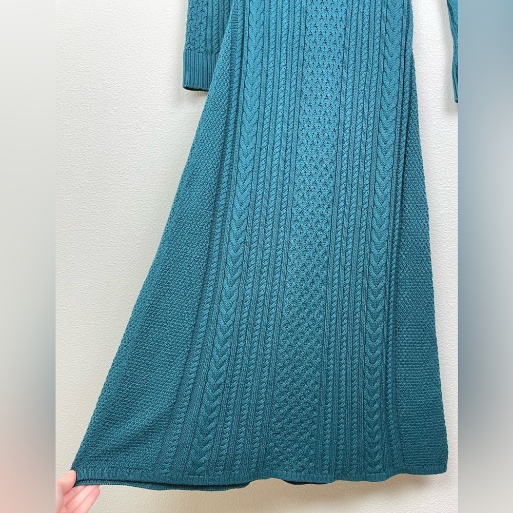Peruvian Connection Women's Small Marina Dress in Mallard Knit Maxi Long Sleeve - Picture 9 of 16